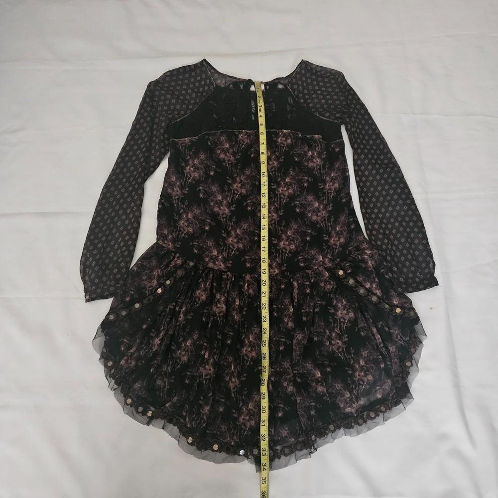 Free People Women's Midnight Garden Combo Sheer Long Sleeve Elsie Dress XS/TP - Picture 14 of 14